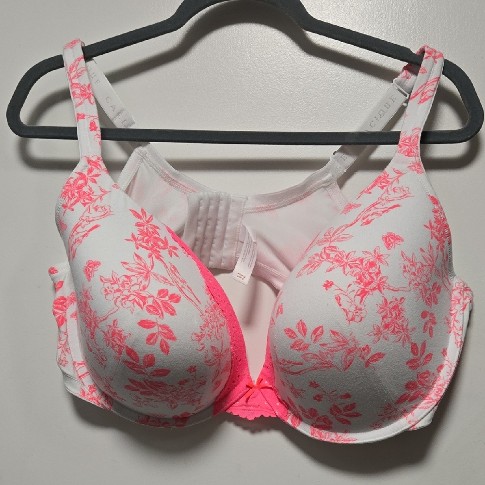 Cacique Pink and White Floral Bra with Underwire